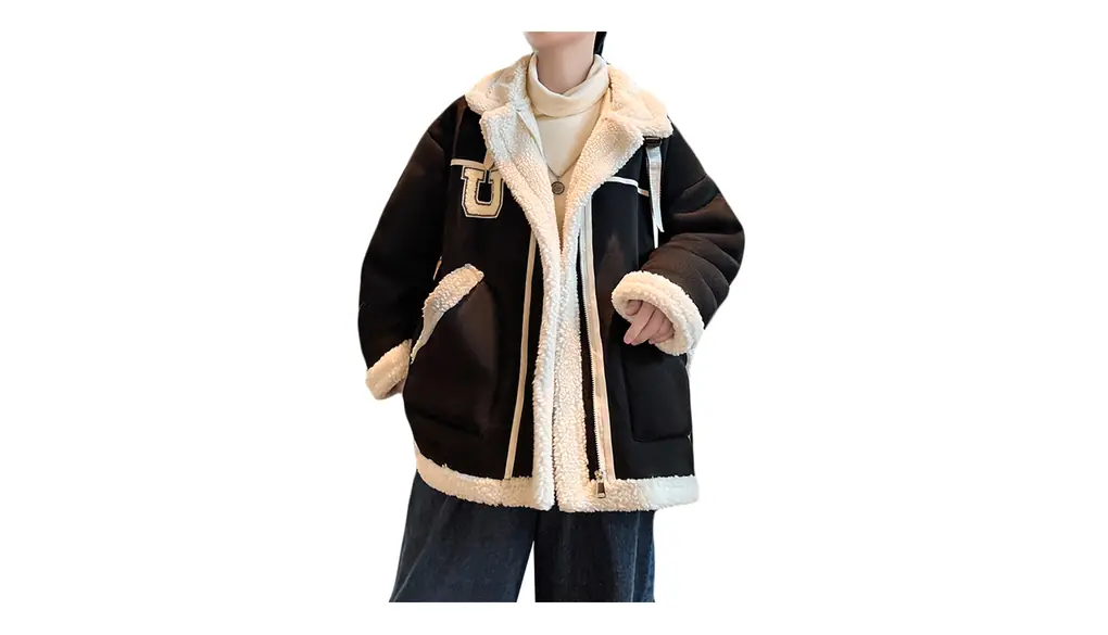 [ＺＨＯＮＧＪＵＥ] メンズ ムートンコート ゆったり 長袖 ボアジャケット もこもこ 裏起毛 スエード コート 大きいサイズ ブルゾン フリースジャケット 暖かい 保温 防寒 冬 ムートンジャケット 通学